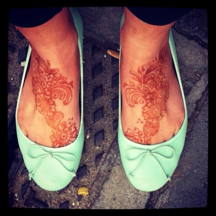 My wedding feet - the henna and pastel shoes idea was grabbed from a wedding blog!